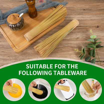 COOKSKEY Natural Bamboo Brushes For Wok & Grill (2Pack)