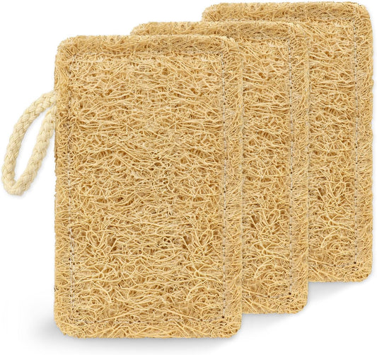 COOKSKEY Natural Loofah Sponges （3Pack）